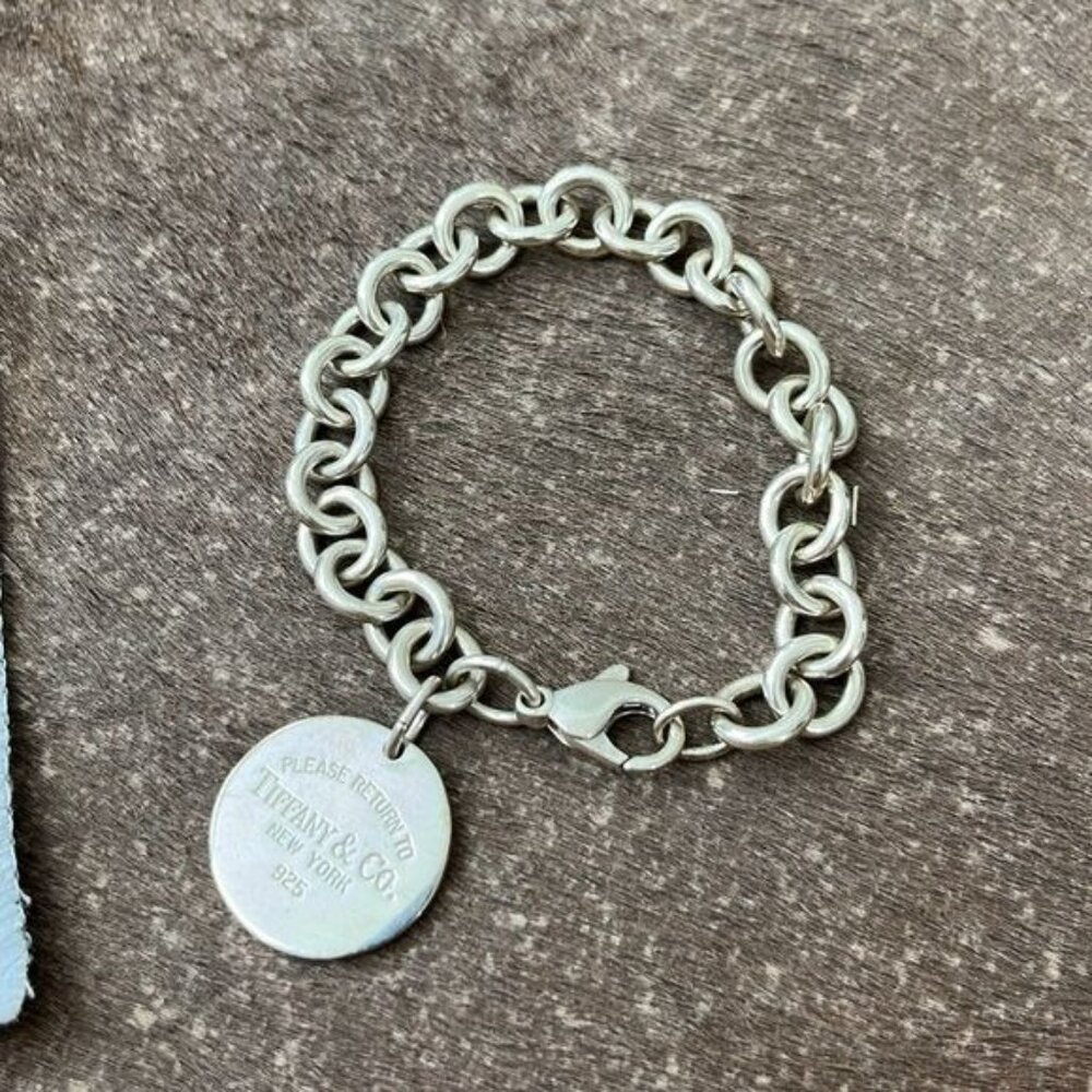 Tiffany Sterling Silver Return To Circle Tag Charm Lobster Clasp Bracelet - Picture 3 of 5